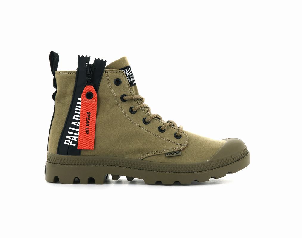 Palladium Pampa Unzipped Mens Boots Olive Australia [YRJLBD-096]